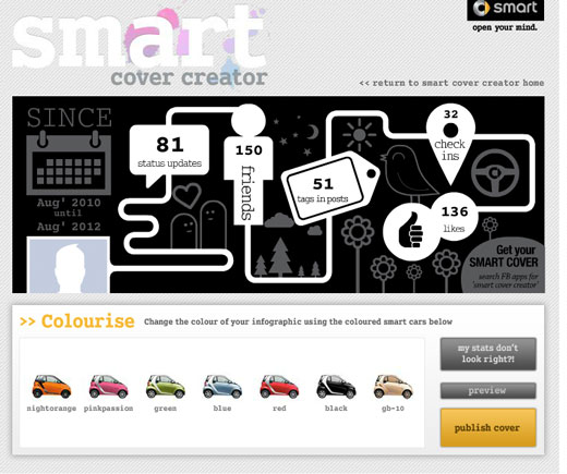 カバー画像のベースが完成、smart車で背景色を選択します。 カバー画像のベースが完成、smart車で背景色を選択します。