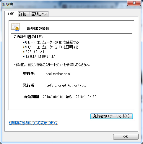 Let's Encryptの証明書