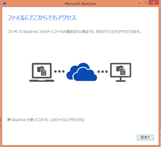 SkyDriveの設定が完了